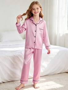 Tween Girl Pink Long Sleeve Long Pants Pajama 2-Piece Set - Multicolor - View 3