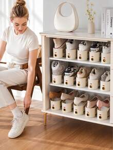 20pcs Vertical Shoe Rack Organizer, Space-Saving Closet Shoe Storage Rack, Shoe Cabinet Organizer, Adjustable Shoe Slot Rack, Suitable For Sneakers, High Heels, Flats And Slippers, Stackable Home Entryway Closet Storage Solution - Multicolor - View 4