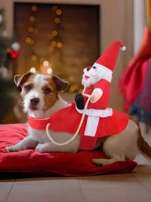 1pc/Set Big Dog Clothes, Cat Pet Supplies, Horseback Riding Costumes, Santa Claus Dog Clothes, Funny Cats, Halloween Transformation Costumes - Multicolor - View 5