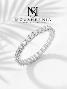 MOUSHEENIA 925 Sterling Silver D Color VVS1 Moissanite Stackable Multi-Style Pave Eternity Band Ring, Bridal Jewelry, Wedding Anniversary Gift For Her - 00235MSR-2mm - View 10
