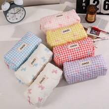 Bowknot Pencil Case Student Stationery Storage Bag Girl Simple Makeup Bag Pencil Box Stationery Box Soft Makeup Bag Pencil Case - Multicolor - View 1