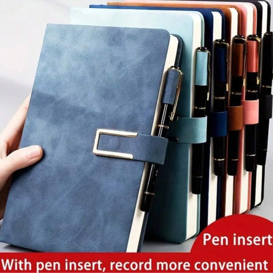 1pc Classic Vintage Notebook, A5 Size, PU Material, Personalized Soft Leather Cover, With Bookmark, Minimalist Portable, Suitable For Business Meetings, College Students, Love Diary, Study Supplies, Low-Key Luxury Notebook For Back To School, Christmas Gift - A5 - View 1