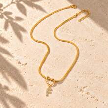 Initial Charm Gold Plated Letter Necklace For Women Men With Infinity Heart Loop And Cubic Zirconia Snake Chain - Yellow Gold - View 31