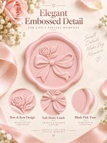 20/30/50/100pcs Bow Wax Seal Stickers, Wedding Invitation Envelope Seals, Self-Adhesive Envelope Seals, Suitable For Wedding, Invitation, Envelope, Gift Packaging, Christmas - Bow--blush Pink (New 3) - View 3