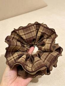 1pc 2026 New Cute 3D Plaid Padded Bow Hair Tie, Versatile Autumn/Winter Korean Style Scrunchie Hair Accessory - Multicolor - View 6