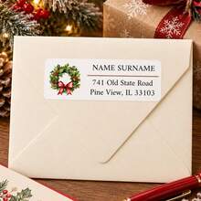 LICVIC Custom Christmas Address Labels Stickers, Personalized Watercolor Tree & Sleigh Holiday Mail Seals, Envelope Labels And Stickers, Customized Name & Text Return Address Labels, Customizable Gift Package, Card, Party Favor Sticker For Christmas Gifts - Style a - View 5