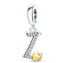 1pc S925 Sterling Silver Letter Pendant, Rhinestone Inlaid Dual Color Heart Design, 26 English Letters Available, Exquisite Hollow Craftsmanship, Original Bracelet Necklace DIY Pendant Chain Jewelry Making, Personalized Name Identifier Accessory, Suitable For Daily Wear And Holiday Gifts, Comes With Elegant Gift Box - Silver - View 18