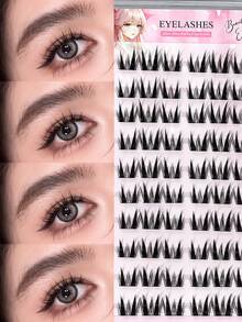 60 قطعة رموش صناعية بتصميم كوري طبيعي على شكل عين القطة، خصلات رموش فردية ذاتية اللصق بدون غراء، بتجعيد C وشكل رقيق، خفيفة الوزن لتعزيز جمال العين للمبتدئين - مشاهدة 3
