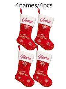 Custom Embroidered Name Snowflake Christmas Stocking, Personalized Name Holiday Hanging Decor, Farmhouse Mantel Fireplace Tree Accent, Customized Party Decoration, Customizable Xmas Gift Bag, Family, Friends, Home Celebration And Seasonal Gift Giving - Style H - View 8