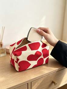 1PC/4PCSRed Heart Print Cosmetic Bag, Zipper Makeup Pouch Set, Cute Heart Pattern Storage Purse, Portable Travel Toiletry Bag For Lipstick, Skincare, Small Essentials, Multi-Size Canvas Organizer, Lovely Daily Storage Pouch For Women - Multicolor - View 8
