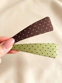 1pc Korean Style Premium Fashion Polka Dot BB Hair Clip, Minimalist Sweet Versatile Bangs & Loose Hair Clip, New Hair Accessory - Multicolor - View 5