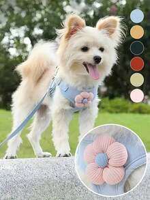 1 chiếc áo vest kèm dây xích cho thú cưng, phụ kiện chó hoạt hình 3D Teddy, dây dắt chó mèo đi dạo ngoài trời, đai yếm chống thoát - Nhiều màu - Xem 2