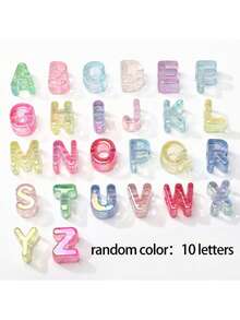 52pcs Acrylic 3D Transparent Colorful Large Hole Jelly Creative Letter Beads, Suitable For Handmade DIY Materials, Jewelry Making Materials, Keychains And Party Decorations, Cute Style, Ideal Accessory For Creative Handmade Crafts - Upgraded Version (UV Process) - View 10