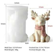 Christmas Scarf & Deer 3D Silicone Mold, Suitable For Aromatherapy Candles, Fragrance Diffuser Plaster, Handmade Soap, Resin Decor, Home Desktop Decoration, Party Setup, Craft Studio, Holiday Gift Making Tool, Easy Demolding Handmade Mold - Christmas Reindeer Silicone Mold - View 7