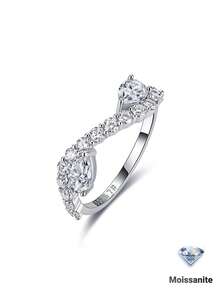 S925 Sterling Silver Moissanite Intertwined Twisted Arm Ring, Romantic Gift For Lover, Engagement And Confession - Multicolor - View 12