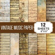 12 Sheets Vintage Music Scrapbook Paper - Suitable For DIY Crafts, Can Be Used For Scrapbooking, Card Making, Junk Journaling And Paper Cutting Decoration, Christmas Card Decorative Paper - Multicolor - View 7