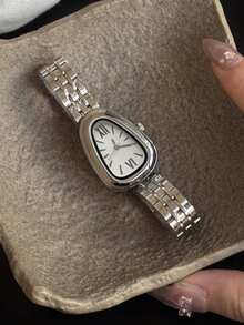 1PC Fashion Women's Quartz Watch, Exquisite Vintage Snake-Shaped Small Dial, With Alloy Steel Band, Vintage British Style, Niche Luxury Fashion Quartz Watch, Suitable For Wearing On Holidays, Parties, Weddings, Back To School, Christmas, Thanksgiving, Halloween, Easter And Other Occasions, The Best Gift For Women. - Silver - View 2