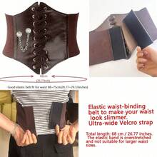 Medieval-Style Faux Leather Waist Corset, Decorated With Dazzling Rhinestone Chain, Creates Authentic Retro Renaissance Look For Dance & Party Dress-Up - Vintage Waist Cincher for Dance Costume - View 6