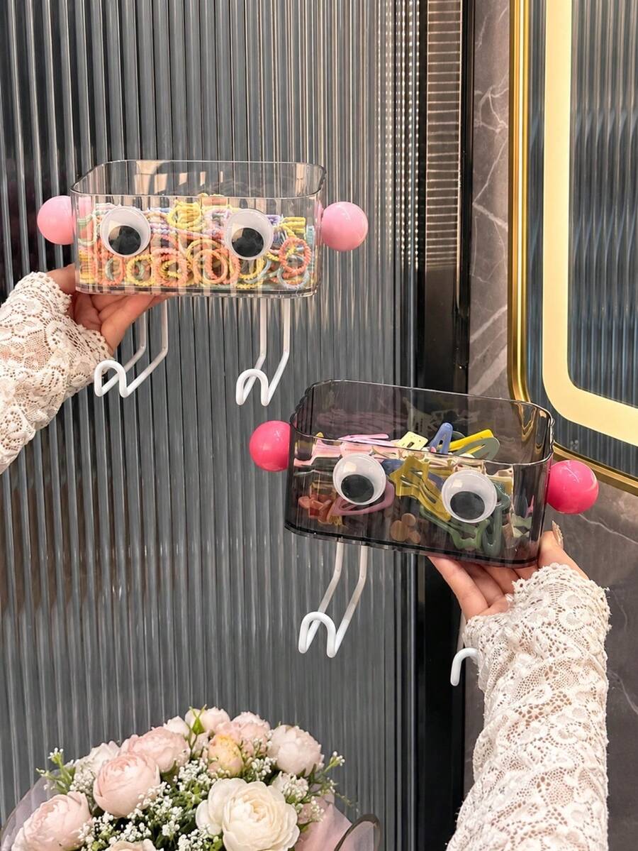 Keranjang Penyimpanan Aksesori Rambut Gantung Dinding Berbentuk Mata dengan Kait, Rak Organizer Jepit Rambut, Ikat Rambut, Scrunchie, Kotak Penyimpanan Perhiasan, Cocok untuk Meja Rias Kamar Mandi, Meja Rias, Kamar Tidur, Pengorganisasian Barang-Barang Kecil Sehari-hari