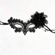 1pc Women's Lace Mask, Solid Color Butterfly Floral Vintage Sexy Party Masquerade Half Face Mask, Suitable For All Seasons - A - View 7