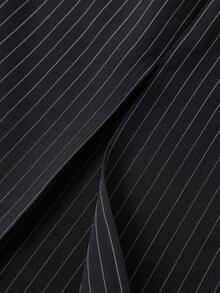 Elegant Commuter Daily Business Old Money Style Leather Striped High Cinched Waist Bodycon Midi Skirt Work Wear Women, Striped - Black - View 10