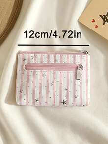 Korean Style Cute Printed Coin Purse, Student Striped Cartoon Small Bag, Multi-Functional Versatile Wallet, Suitable For Daily Outings Storage And More, Also A Top Choice For Holiday Gifts - Multicolor - View 5