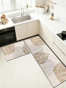 SANJIANGDI 1pc Vintage Floral Tile Pattern Kitchen Mat, 3.5mm Soft Rubber Material, Absorbent And Easy To Clean. Suitable For Hallway, Bathroom, Living Room, Outdoor Door Mat And Toilet. All Year Round Use, Suitable For Various Holidays. - Multicolor - View 2