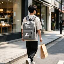 A Printed Backpack With Minimalist Design, Featuring Soundwave Headphones And Music-Listening Cat Print, Unisex Campus Backpack Suitable For Work Commute, Travel, Shopping, And Daily Use, Large Capacity Essential For Your Outings - Backpack - View 8