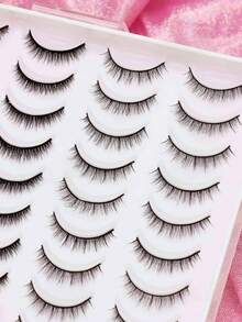 20 Pairs Mixed Style 3D Mink Fur Natural New False Eyelashes, Dramatic Fluffy Soft Dense Curly Fake Lashes Essential For Daily Dates. Realistic Makeup Eyelashes Reusable, Extend The Lifespan Of Makeup And Beauty Tools. Fairy's First Choice Long Eyelashes, Short Dense Fake Lashes Makeup Products Suitable For Weddings, Parties, Clubs - Black - View 2