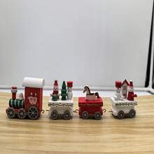Wooden Christmas Mini Train Decoration, Holiday Gift, Wooden Craft Ornament, Suitable For Window Display And Home Decor - Multicolor - View 3
