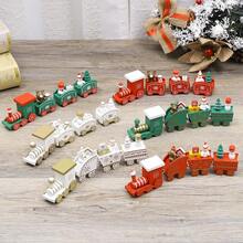 Wooden Christmas Mini Train Decoration, Holiday Gift, Wooden Craft Ornament, Suitable For Window Display And Home Decor - Multicolor - View 4