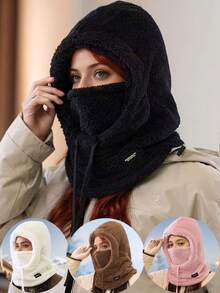 1pc Unisex Winter Warm Fleece Head Mask, 3-In-1 Multifunctional Hat, Windproof Warm Lining Neck Protector, Suitable For Skiing, Cycling, Outdoor Activities And Work - Multicolor - View 1