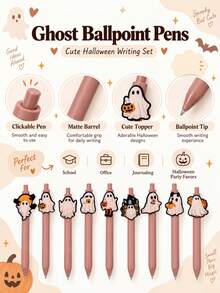 9PCS/Halloween DIY Press Neutral Pen, Suitable For Stationery, Cartoon Ballpoint Pens, Gifts, Gifts, Etc, - Multicolor - View 8