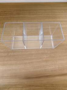 3-Slot Clear Acrylic Makeup Brush Holder, Transparent Desktop Cosmetic Storage Organizer Box - View 7