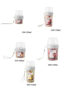 2-In-1 Pet Travel Water & Food Container, Portable Dog Feeding Cup, Transparent Dual Compartment Pet Bowl, Detachable Design With Carrying Strap, Suitable For Outdoor Walking, Camping, Picnic, Travel - Multicolor - View 9