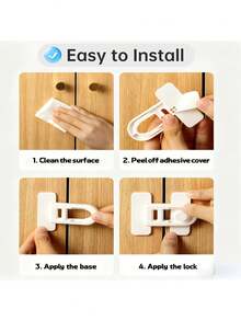 Kunci Pintu Kabinet Universal - Pemasangan Tanpa Alat, Cocok Untuk Kabinet, Laci, Kulkas, Kunci Pengaman Anak - Perekat Kuat, Sulit Dibuka Oleh Balita, Bahan - Universal, Kompatibel Dengan Bahan Kayu Dan Logam - MultiWarna - View 9