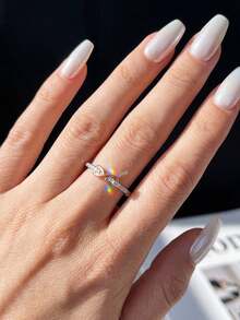1件 0.005ct 清新迷人幸運8字形莫桑石戒指，優雅奢華，完美訂婚婚禮新娘珠寶 - 8字莫桑戒指 - 查看 3