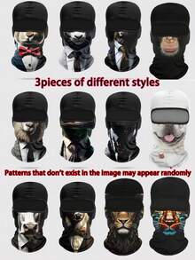 3/4/5pcs 3D Realistic Animal Print Warm Ski Mask, Tiger/Lion/Leopard Other Styles Ski Mask, Breathable UV Protection Full Face Cover For Cycling Outdoor Sports - Multicolor - View 12