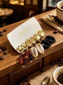 Betykuku 6pcs European & American Fashion Artistic Design Pendant Earrings Set - 3 Pairs Of Oval - View 3