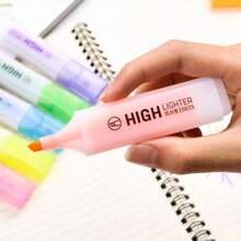 6pcs Visible Ink Fluorescent Marker Set, Chisel Tip Highlighter, Water-Based Non-Bleed Marker, School & Office Marking Stationery - Sets - View 6
