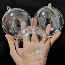 10pcs Clear Fillable Plastic Christmas Balls, Transparent Hollow Acrylic DIY Handmade Decoration Balls, Reusable Hanging Ornaments For Christmas Tree, Suitable For Holiday Home Wedding Party Decoration - Clear - View 3