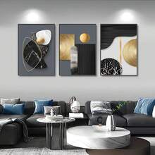 3pcs Unframed Abstract Modern Geometric Canvas Posters, Suitable For Living Room, Bedroom, Office, Dining Room, Cafe, Ideal Gift For Birthday, Graduation And Other Occasions - 222 - View 3