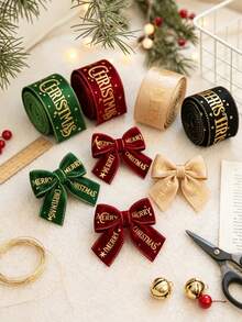 Christmas Decorative Ribbon, Reusable Holiday Ribbon, Perfect For Christmas, Suitable For All Christmas Gift Wrapping, Holiday Floral Arrangement, Bow Making, Wreath Making, Table Setting Decoration, DIY Decoration - One Size Fits All - View 3