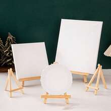 1/3-Piece Wooden Easel Frame, Wedding Table Card Holder, Photo Display Stand, Handmade Painting Artist Supplies, Home Decoration, Natural Wood Legs Display Stand, Conference And Wedding Table Card Holder, Painting And Craft Wooden Display Stand, Mini Easel, Multi-Functional Painting Display Stand, Triangular Phone Stand, Desktop Decorative Display Stand. - Wood Color - View 3