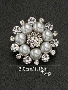 4pcs/Pack Flower-Shaped Rhinestone & Pearl High-End Metal Buttons For Wedding Decor, Clothing, Jewelry Making, DIY Shoes, Hats, Bags, Handmade Sewing Accessories - Multicolor - View 6