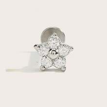 1pc Fashion Casual Diamond Flower Stainless Steel Stud Earrings Suitable For Women's Daily Wear - Flower - View 8