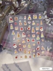 2 styles d'autocollants décoratifs thème Noël, motif exquis de sapin de Noël cadeau, style élégant d'ambiance de fête, convient pour la décoration extérieure de boîtes de rangement d'écouteurs et autres articles - Autocollants décoratifs - Voir 8