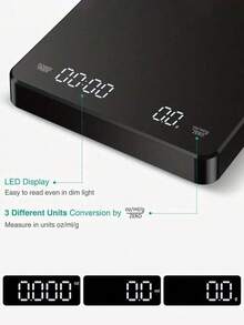 [Best Gift][Waterproof] 1pc Multifunctional Kitchen Scale, High Precision, Type-C Rechargeable Coffee Scale, 3kg Capacity, With Tare Function, 3 Units Timer: G/Oz/Ml, LED Display, Suitable For Kitchenware And Baking Tools - Black - View 23