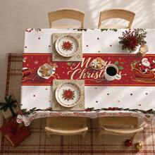 1 chiếc khăn trải bàn họa tiết hoa trạng nguyên, tuần lộc và ông già Noel Giáng Sinh, chống bám bẩn, dùng trang trí bàn ăn, bếp, bàn cà phê, kệ TV, lối vào, tiệc lễ hội, trang trí nhà cửa, họp mặt Giáng Sinh - Nhiều màu - Xem 5