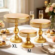Hollow Metal Cake Stand Set, White And Gold Circular Base Dessert Display Stand, Suitable For Weddings, Birthdays, Parties, Home Decoration, Halloween, Christmas, Plate And Tableware Set, Kitchen Accessories, Kitchen, Autumn Home Decoration - Multicolor - View 6